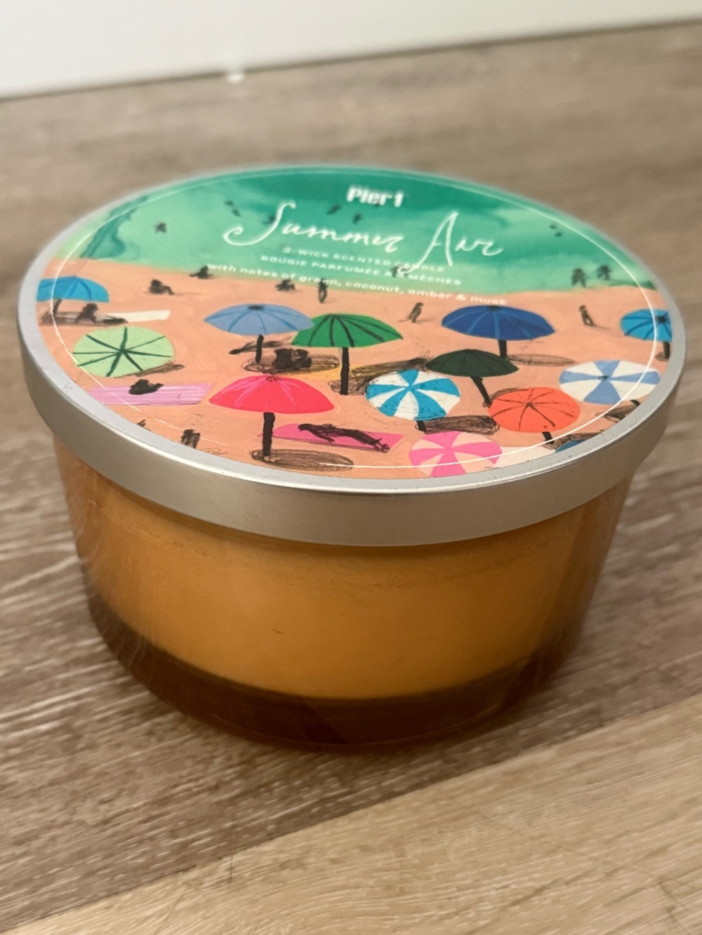 Vintage Pier 1 Summer Air 3 Wick Candle Beachy Lid Strong Scent Rare